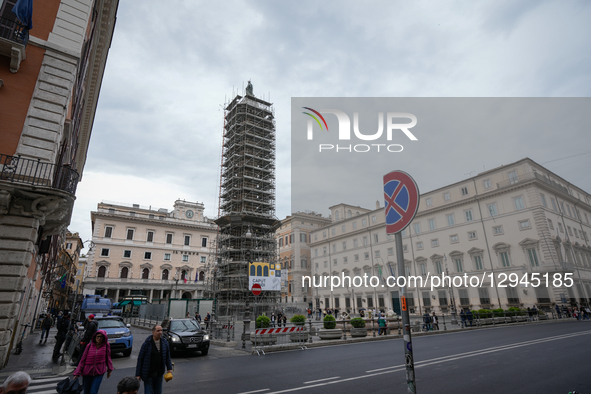 A monument is seen under renovation near the Forum Romanum in this file photo taken in Rome, Italy on 27 April, 2025. A building nearby, the... by Jaap Arriens/NurPhoto