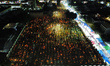An aerial view of the San Andres Mixquic cemetery, located in Tlahuac, shows people accomp...