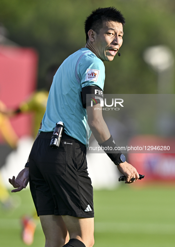 Referee Kasahara Hiroki of Japan reacts during the FIFA U-17 World Cup Qatar 2025 Group A match between South Africa and Bolivia in Doha, Qa... by Noushad Thekkayil/NurPhoto