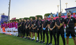 Morocco head coach BAHA Nabil, his staff, and substitutes line up prior to the FIFA U-17 W...