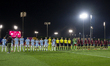Players and referees line up prior to the FIFA U-17 World Cup Qatar 2025 Group B match bet...