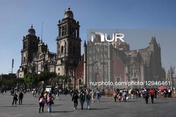 A view of the Mexico City Metropolitan Cathedral at Zocalo in Mexico City, Mexico on November 3, 2025.  by Jakub Porzycki/NurPhoto