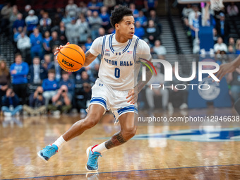 BUDD CLARK dribbles the ball for the Seton Hall Pirates during an NCAA basketball game at Prudential Center in Newark, United States, on Nov... by Dan Squicciarini/NurPhoto