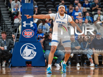 NAJAI HINES, 25, plays defense for the Seton Hall Pirates during an NCAA basketball game at Prudential Center in Newark, United States, on N... by Dan Squicciarini/NurPhoto