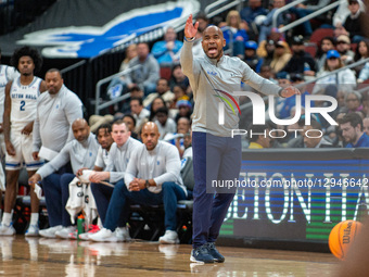 The Seton Hall Pirates head coach Shaheen Holloway reacts during an NCAA basketball game at Prudential Center in Newark, United States, on N... by Dan Squicciarini/NurPhoto