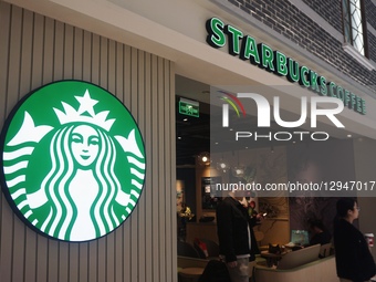 A Starbucks store is in Hangzhou, Zhejiang Province, China, on November 4, 2025.  by Costfoto/NurPhoto
