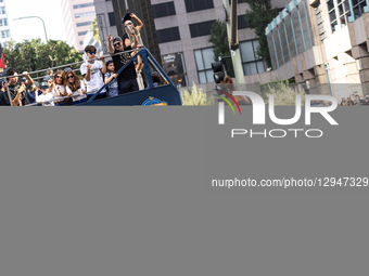 Dodgers fans gather to watch the Dodgers World Championship Parade and Celebration in Los Angeles, CA, on November 3, 2025.  by J.W. Hendricks/NurPhoto