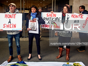 People take part in a protest organized by Mouv'Enfants, a movement fighting against all forms of violence toward children, in front of the... by Adnan Farzat/NurPhoto