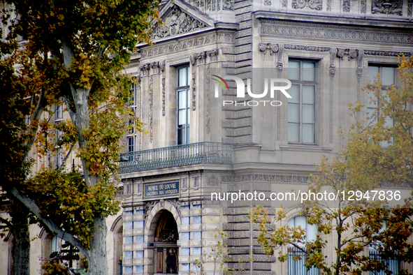 An exterior view of the famous window and balcony two weeks after a robbery at the Louvre in Paris, France, November 3, 2025. The museum was... by Adnan Farzat/NurPhoto