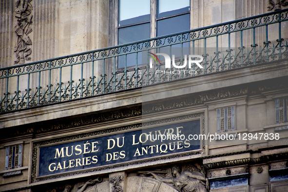 An exterior view of the famous window and balcony two weeks after a robbery at the Louvre in Paris, France, November 3, 2025. The museum was... by Adnan Farzat/NurPhoto