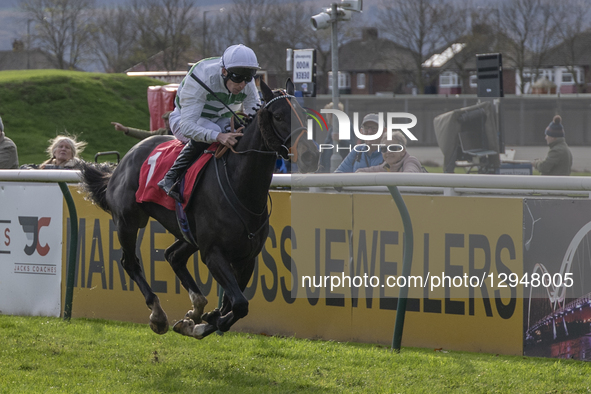 ALEEN, ridden by Luke Morris and trained by Sir Mark Prescott, wins Race 2 - 12:55 REDCAR 7f 219y Wear Your Poppy With Pride Nursery (Class... by MI News/NurPhoto