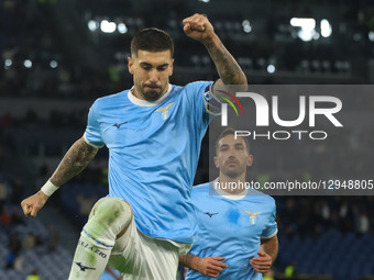 Mattia Zaccagni of S.S. Lazio celebrates after scoring the second goal during the 10th day of the Serie A Championship between S.S. Lazio an... by Domenico Cippitelli/NurPhoto