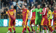 Players of Catanzaro react at the end of the Serie B match between US Catanzaro and Venezi...