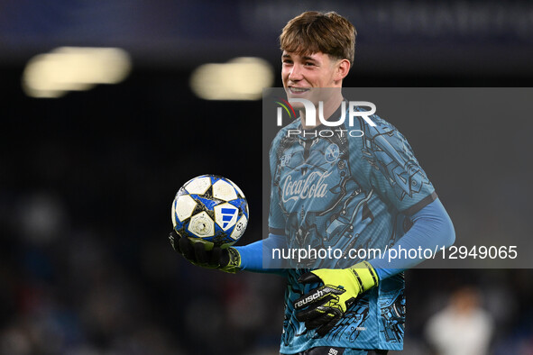 Mathias Ferrante of S.S.C. Napoli warms up before the match during the UEFA Champions League phase day 4 football match between S.S.C. Napol... by Domenico Cippitelli/NurPhoto