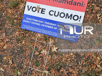 Some advertising posters are on the streets of Brooklyn for the New York City mayoral election in New York City, United States, on November... by Deccio Serrano/NurPhoto