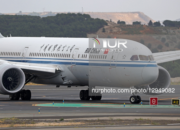 An Air China Boeing 787-9 Dreamliner is on the runway after landing at Adolfo Suarez Airport in Madrid, Spain, on October 12, 2025.  by Urbanandsport/NurPhoto