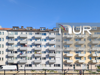 The facades of mid-rise residential apartment buildings line a busy street in Munich, Bavaria, Germany, on November 4, 2025. Due to high dem... by Michael Nguyen/NurPhoto