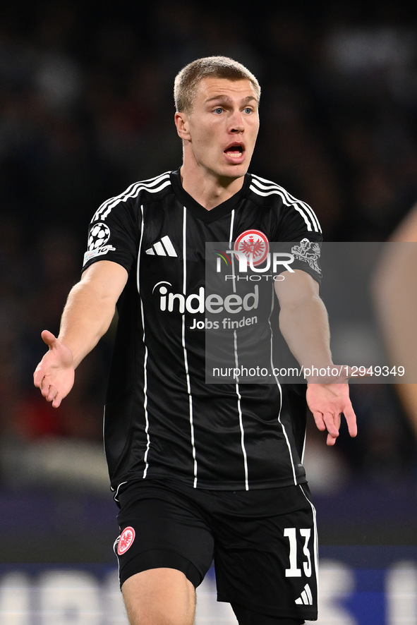 Rasmus Kristensen of Eintracht Frankfurt is in action during the UEFA Champions League phase day 4 football match between S.S.C. Napoli and... by Domenico Cippitelli/NurPhoto