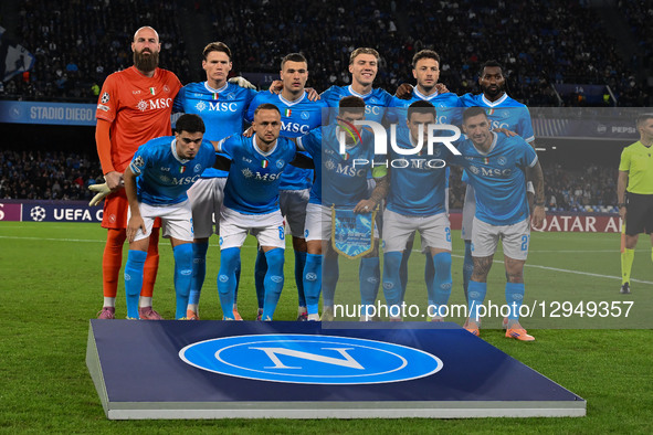S.S.C. Napoli players pose for a team photo during the UEFA Champions League phase day 4 football match between S.S.C. Napoli and Eintracht... by Domenico Cippitelli/NurPhoto