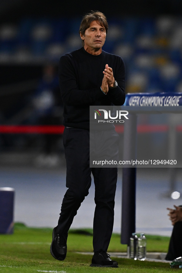 Antonio Conte, coach of S.S.C. Napoli, participates in the UEFA Champions League phase day 4 football match between S.S.C. Napoli and Eintra... by Domenico Cippitelli/NurPhoto