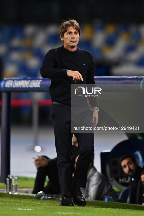 Antonio Conte, coach of S.S.C. Napoli, participates in the UEFA Champions League phase day 4 football match between S.S.C. Napoli and Eintra... by Domenico Cippitelli/NurPhoto