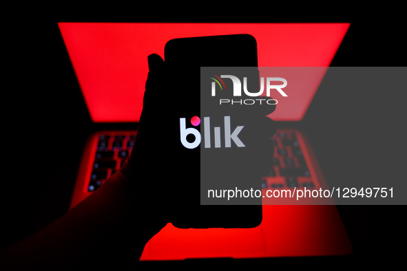 BLIK logo is displayed on a mobile phone screen for illustration photo. Krakow, Poland on November 3rd, 2025. BLIK is a Polish mobile paymen... by Beata Zawrzel/NurPhoto