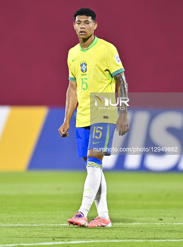 Luis Pacheco of Brazil plays during the FIFA U-17 World Cup Qatar 2025 Group H match between Brazil and Honduras in Doha, Qatar, on November... by Noushad Thekkayil/NurPhoto