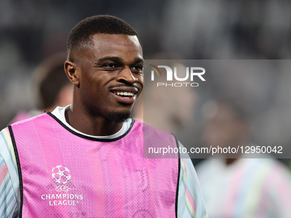 Pierre Kalulu participates in the Champions League 2025-2026 match between Juventus and Sporting CP in Torino, Italy, on November 4, 2025.  by Loris Roselli/NurPhoto