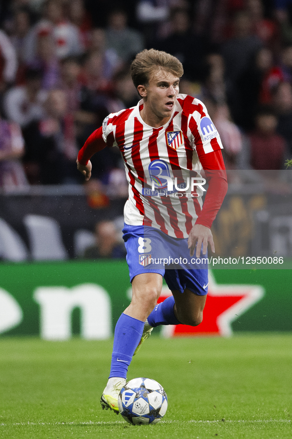 Pablo Barrios of Atletico de Madrid is in action during the UEFA Champions League 2025/26 match between Atletico de Madrid and Union Saint-G... by Guillermo Martinez/NurPhoto