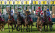 The starting blocks unfold and release the horses at the start of Race 4 - 13:55 REDCAR 1m...