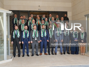 Syrian Foreign Minister Assad Al-Shaybani receives several diplomats who defected from the Assad regime and signs a decree reinstating them... by Rami Alsayed/NurPhoto