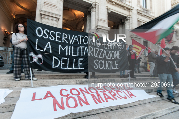 Students protest in front of the Ministry of Education in Rome, Italy, on November 04, 2025.  by Andrea Ronchini/NurPhoto