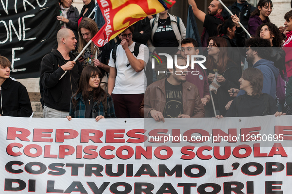 Students protest in front of the Ministry of Education in Rome, Italy, on November 04, 2025.  by Andrea Ronchini/NurPhoto