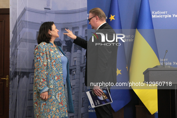 Deputy Prime Minister for European and Euro-Atlantic Integration of Ukraine, Taras Kachka, and Ambassador of the European Union to Ukraine,... by Hennadii Minchenko/Ukrinform/NurPhoto