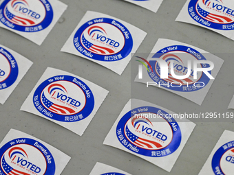 ''I Voted'' stickers are at the San Diego County Registrar of Voters in San Diego, California, U.S., on November 4, 2025. Ballots are cast d... by Carlos Moreno/NurPhoto