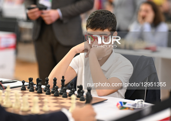 Faustino Oro (ARG) plays in the Round 2 game at Resort Rio during the FIDE World Cup 2025 in Goa, India  by Ranjith Kumar/NurPhoto