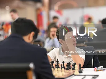 Faustino Oro (ARG) plays in the Round 2 game at Resort Rio during the FIDE World Cup 2025 in Goa, India  by Ranjith Kumar/NurPhoto