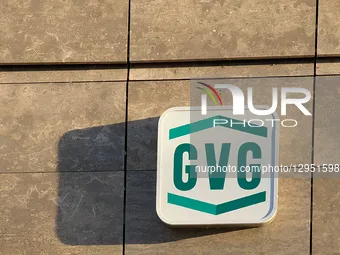 The GVG Immobilien Service logo is displayed on the paneled stone facade of a property in Munich, Bavaria, Germany, on November 4, 2025. The... by Michael Nguyen/NurPhoto