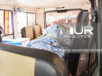 An ambulance carrying the body of a climber who dies in an avalanche on Mount Yalung Ri arrives at the morgue of Tribhuvan University Teachi... by Safal Prakash Shrestha/NurPhoto