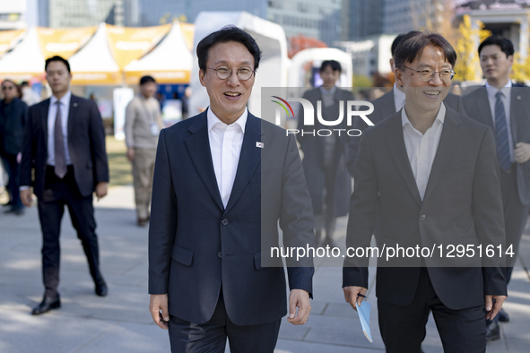 Prime Minister Kim Min-seok tours booths at the ''Development Cooperation Week Promotion Zone'' held at Gwanghwamun Square in Jongno Distric... by Chris Jung/NurPhoto