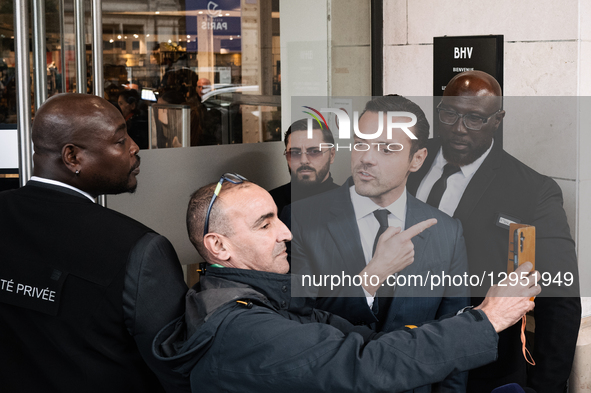 Frederic Merlin, president of the SGM group "Societe des Grands Magasins," owner of BHV Marais, responds to the press and talks to people co... by Jerome Gilles/NurPhoto