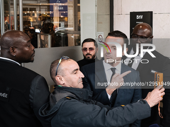 Frederic Merlin, president of the SGM group "Societe des Grands Magasins," owner of BHV Marais, responds to the press and talks to people co... by Jerome Gilles/NurPhoto