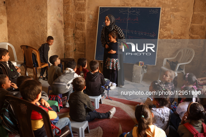 Children Attend Class at Historic School Amid Gradual Reopening In Gaza