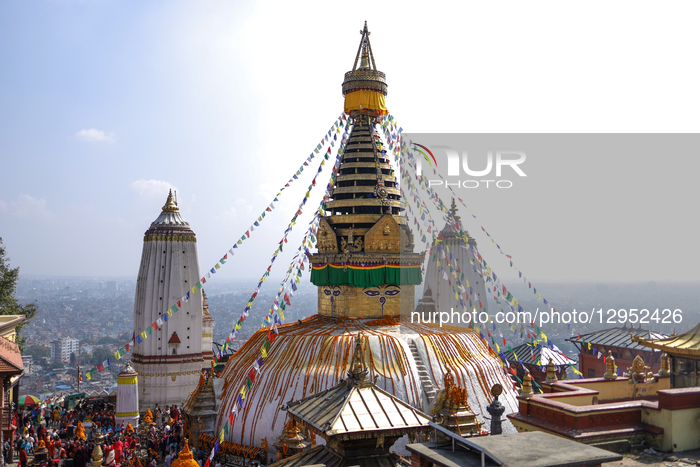 Floral Devotion At Swayambhunath On The Kartik Full Moon Night