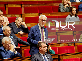 Christophe Marion, Deputy of the Ensemble Pour La Republique (EPR) Parliamentary Group, speaks during a session of questions to the governme... by Adnan Farzat/NurPhoto