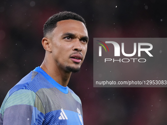Trent Alexander-Arnold right-back of Real Madrid and England during the warm-up before the UEFA Champions League 2025/26 League Phase MD4 ma... by Jose Breton/NurPhoto