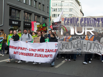 Thousands of students from various universities take part in a large demonstration against massive budget cuts for the education sector in D... by Ying Tang/NurPhoto