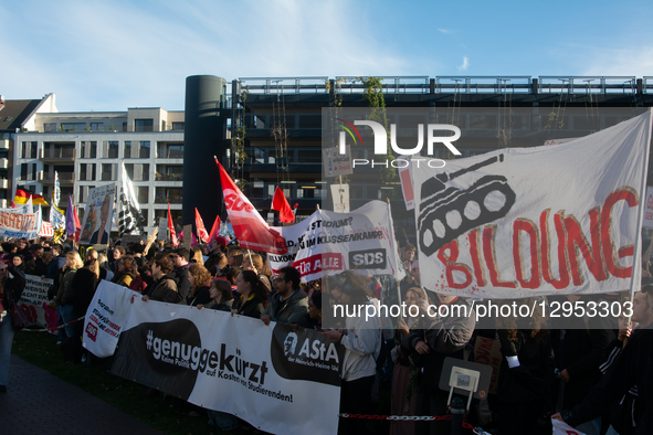 Thousands of students from various universities take part in a large demonstration against massive budget cuts for the education sector in D... by Ying Tang/NurPhoto