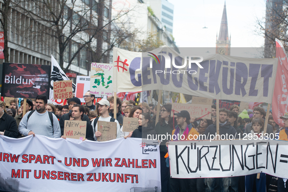 Thousands of students from various universities take part in a large demonstration against massive budget cuts for the education sector in D... by Ying Tang/NurPhoto
