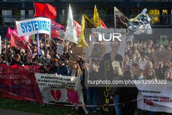 Thousands of students from various universities take part in a large demonstration against massive budget cuts for the education sector in D... by Ying Tang/NurPhoto